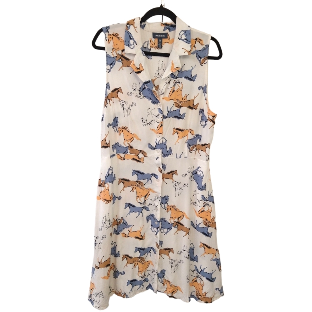 ModCloth Sleeveless Horse Graphic Button Dress. Size XL